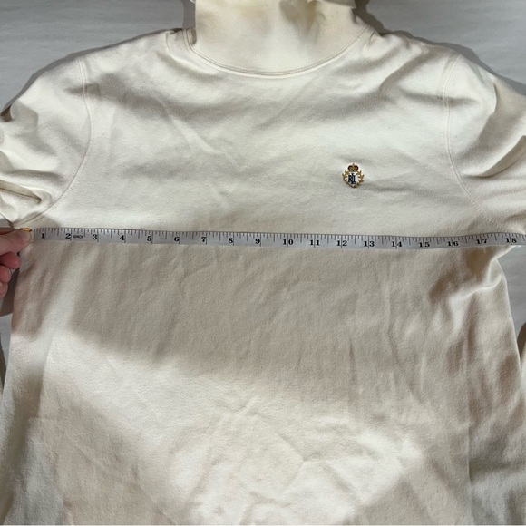 Ralph Lauren Cream Turtleneck Sweater Crest Logo 100% Cotton Preppy Tennis - Picture 6 of 7